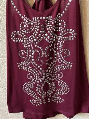 Gameday Couture Burgundy Rhinestone Racerback Tank Top Medium